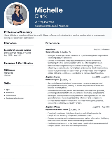 Classic nurse resume template preview
