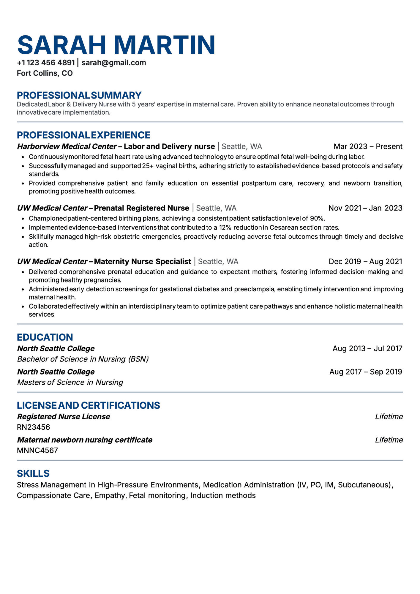 Regal nurse resume template for senior nurses