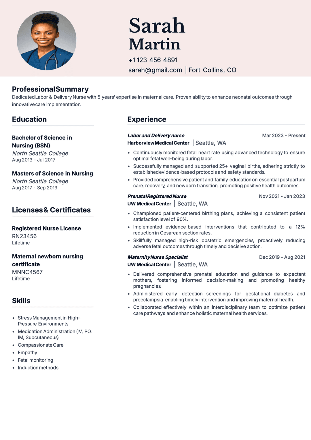 RN Nurse Resume Template