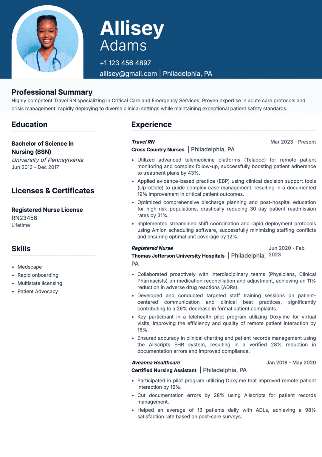 RN Nurse Resume Template