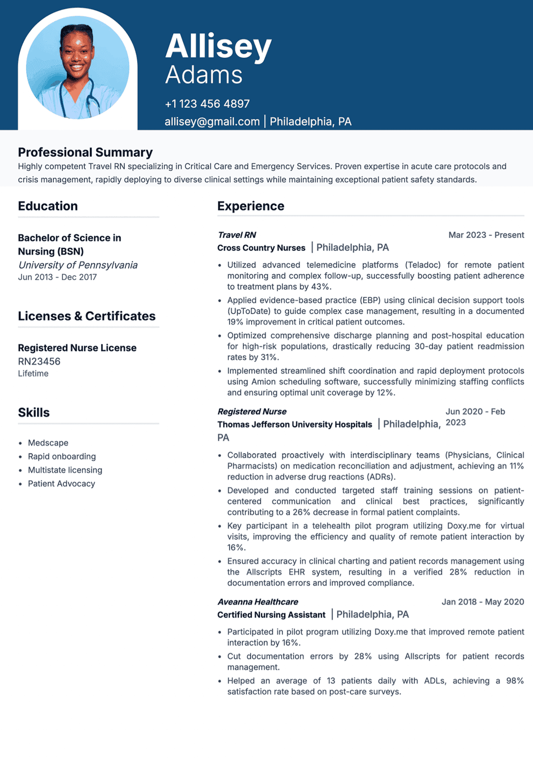 Travel Nurse Resume Template
