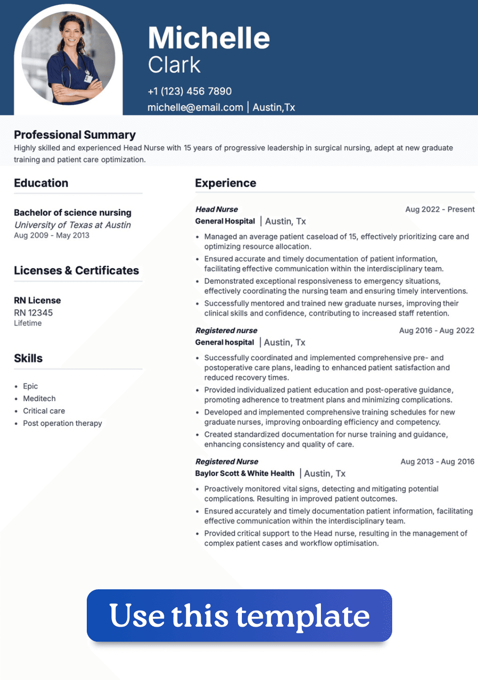 RN Resume Format Example
