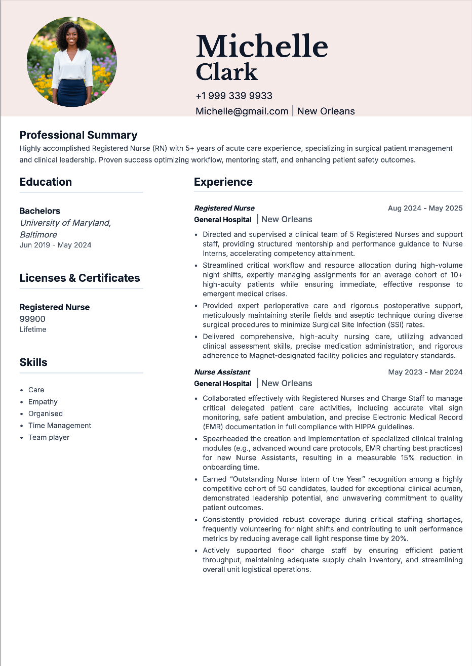 Modern Nurse Resume Template - Contemporary design for healthcare professionals