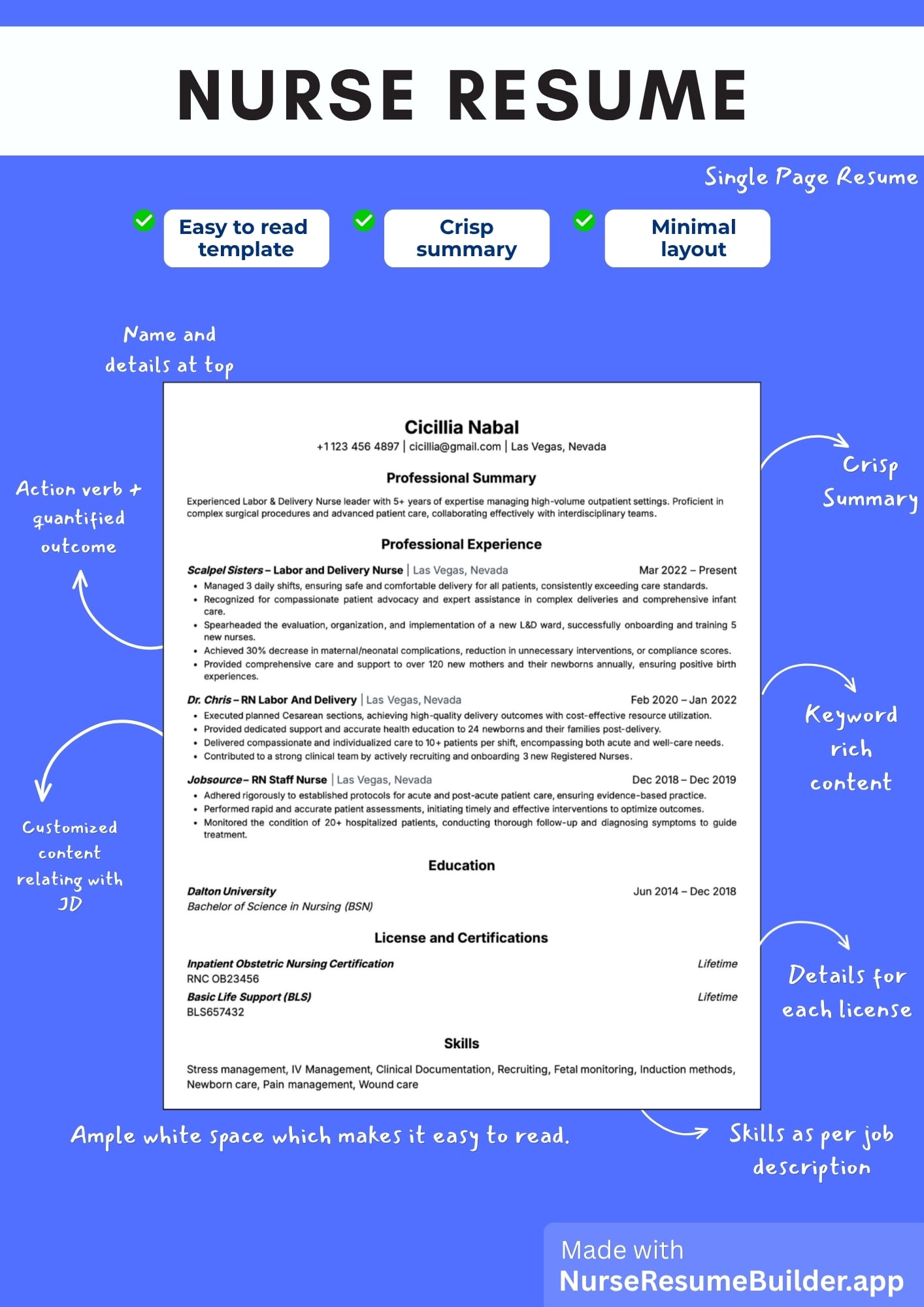 ATS friendly Nurse resume example